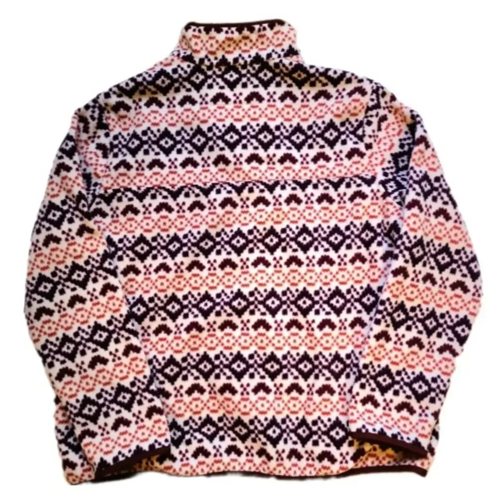 Lands' End Heritage Maroon Red & Purple Gorpcore Fleece Snap Neck Pullover